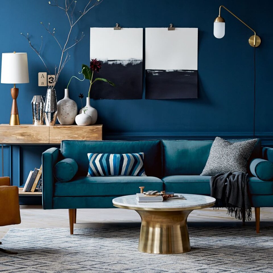 MarbleTopped Pedestal Coffee Table (77 cm) West Elm UK